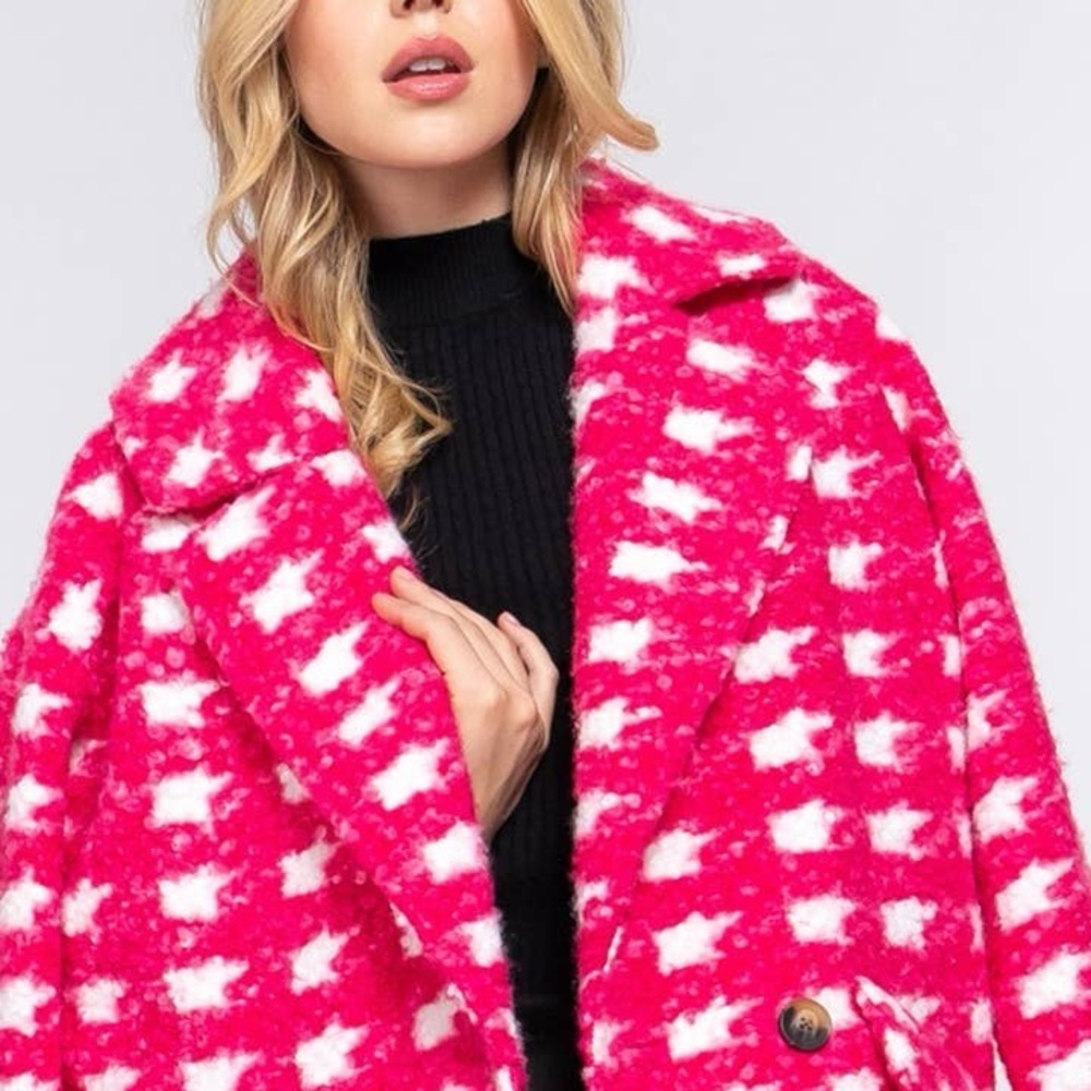 Active USA Vibrant Pink and White Teddy Jacket